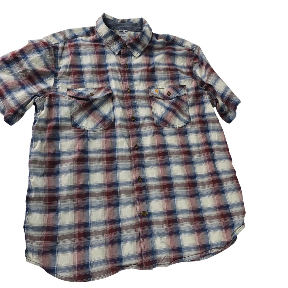 Carhartt Mens Relaxed Fit Plaid Short Sleeve Button Down Shirt 2XL 104173 DBD